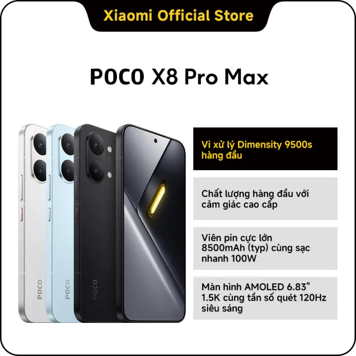 Xiaomi Poco X8 Pro Max Smartphone | Extremely Large Battery 8500Mah (Typ) with 100W Fast Charging | 6.83" 1.5K 120Hz Amoled Screen