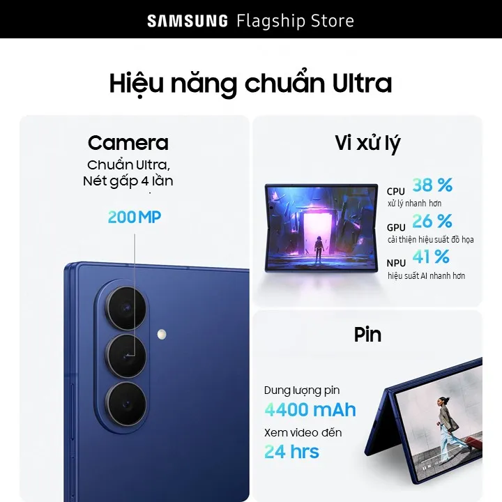 Điện thoại Samsung Galaxy Z Fold7 (256GB | 512GB), Điện thoại AI, Camera 200MP, Màn hình 8.0" tối ưu đa nhiệm, Mỏng nhẹ nhất