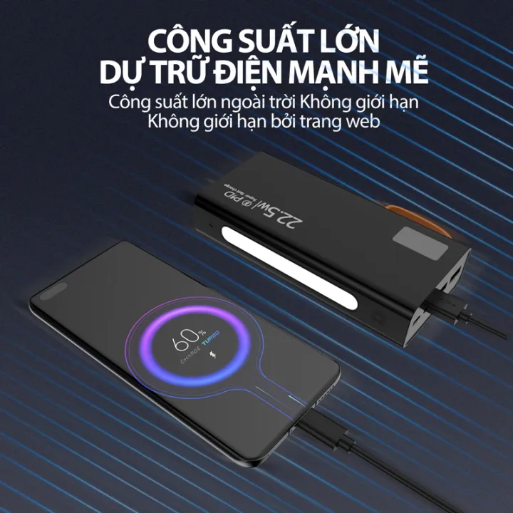 SẠC DỰ PHÒNG 50000mAh | SẠC NHANH 22.5/120W PD | MÀN HÌNH LED – HIỆN ĐẠI & THÔNG MINH VZT-232