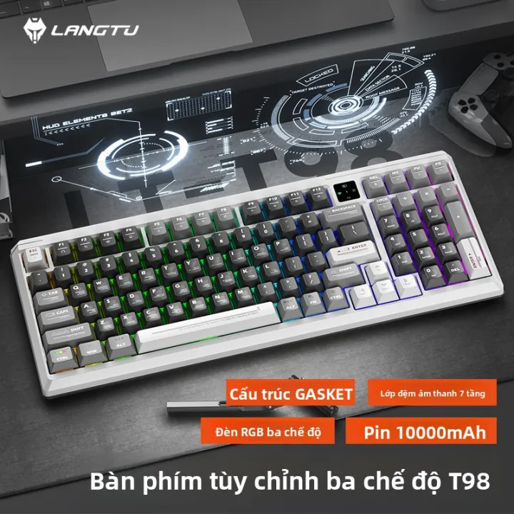 Langtu | T98 Mechanical Keyboard | TFT Screen, Gasket Mount, Hotswap, 3-Mode, 10000mAh Battery
