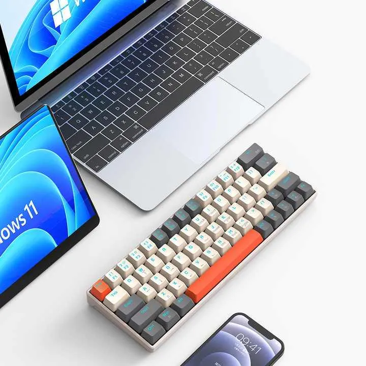 Bàn Phím Cơ Gaming T-Wolf T60 63 Key Blue Switch Gõ Êm Led RGB Type-C