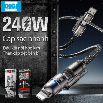 Digi × Wekome Magnetic Winding Charging Cable, 4-in-1 240W Super Fast Data Cable, E-Marker