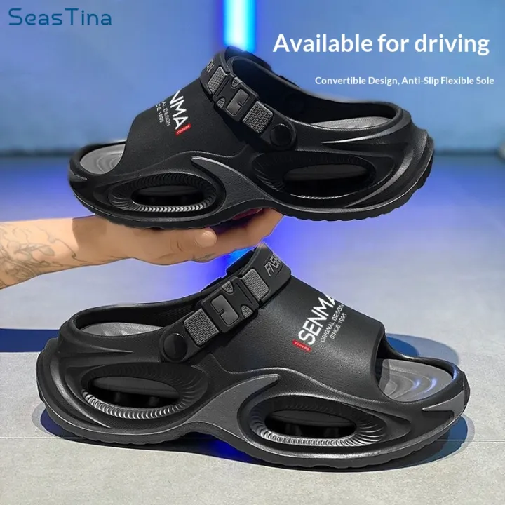 SeasTina Men's Summer Two-Way Sandals Non-Slip Thick Bottom Breathable Waterproof Eva Design